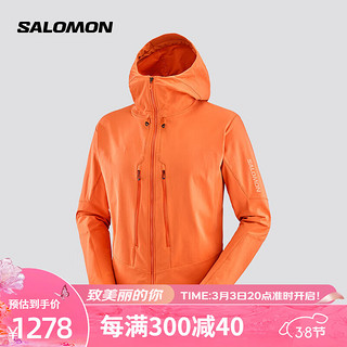 萨洛蒙（Salomon）男款 户外运动防风透气软壳夹克外套 OUTPEＡK SOFTSHELL 鳌虾红 C22163 XL