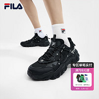 FILA 斐乐 男鞋老爹鞋复古运动鞋2024夏季猫爪鞋5代休闲鞋 黑-BK 39