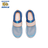 SKECHERS 斯凯奇 男童运动鞋透气轻量防滑一脚蹬夏季大眼网孔休闲鞋660064L 蓝色/橘色 36