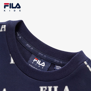 FILA【液氨整理】 斐乐童装长袖2024冬小童男女童套头卫衣 满印一-ZA 110