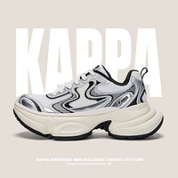 卡帕（Kappa）厚底增高老爹鞋女子运动鞋 经典白/黑色/银色 39