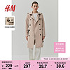 H&M女装风衣外套2024春季新款舒适保暖时尚气质双排扣风衣1037529 米色 1