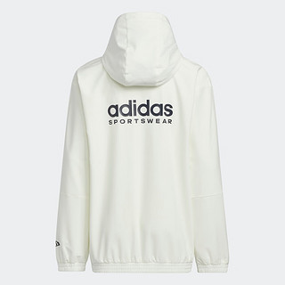 adidas阿迪达斯轻运动男大童儿童简约舒适梭织连帽夹克外套 汉玉白/传奇墨水蓝 140CM