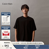 Calvin Klein【不晒系列防晒】Jeans24春夏男士印花贴袋纯色凉感T恤J326338 BEH-火山黑 XL