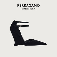 菲拉格慕（Ferragamo）【品牌授权门店发货】女士黑色异形鞋跟凉鞋 0766363_1D _