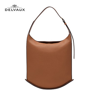 Delvaux24春夏女包女士手提包单肩腋下包Pin Hobo GM包包 暖棕色