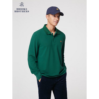 布克兄弟（BrooksBrothers）男士春秋简约纯色棉质珠地网眼长袖POLO衫 3003-绿色 2XL