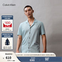 Calvin Klein内衣【黑标系列】24春夏新款男刺绣纽扣翻领短袖家居睡衣NM2603 CYA-浪花绿