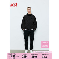 H&M2024春季男士标准版型潮流户外风尼龙防风外套1223222 黑色 180/116A XL