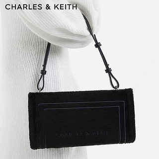 CHARLES&KEITH24春柔软绒布手提腋下包小方包女CK2-20151378-A Black黑色 S