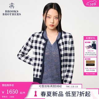 布克兄弟（BrooksBrothers）女士24早春经典格纹时尚针织开衫 4004-经典格纹 XS