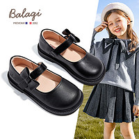 巴拉奇 女童皮鞋春秋儿童演出鞋软底黑色皮鞋