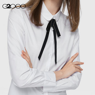 G2000女装冬平滑质感舒适亲肤可拆卸蝴蝶结长袖衬衫新AS 白色 40