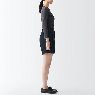 无印良品（MUJI）女式 莱赛尔纤维 短裤 裤子 休闲裤 夏天 BEC11C3S 黑色 L
