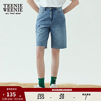 Teenie Weenie小熊女夏季破洞五分基础款时髦潮流牛仔短裤TTTF222403P 浅蓝色 165/M