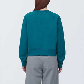 无印良品（MUJI）女式 紧密织 运动衫 女士女款  卫衣 圆领短款春季 深绿色 XL （165/92A）