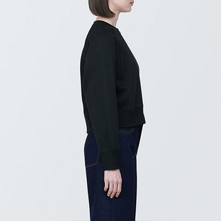 无印良品（MUJI）女式 紧密织 运动衫 女士女款  卫衣 圆领短款春季 黑色 XL （165/92A）