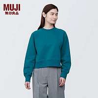 无印良品（MUJI）女式 紧密织 运动衫 女士女款  卫衣 圆领短款春季 深绿色 XS（150/76A）