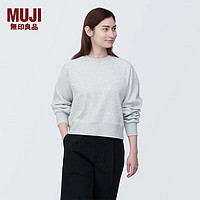 无印良品（MUJI）女式 紧密织 运动衫 女士女款  卫衣 圆领短款春季 浅灰色 XL （165/92A）