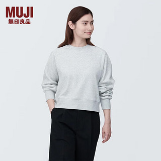 MUJI 無印良品 无印良品（MUJI）女式 紧密织 运动衫 女士女款  卫衣 圆领短款春季 浅灰色 M（ 160/84A）