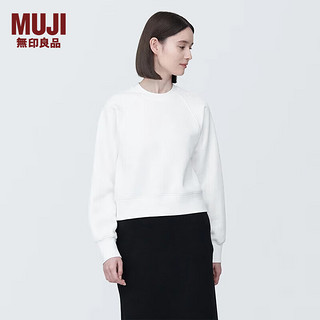 无印良品（MUJI）女式 紧密织 运动衫 女士女款  卫衣 圆领短款春季 白色 L （165/88A）