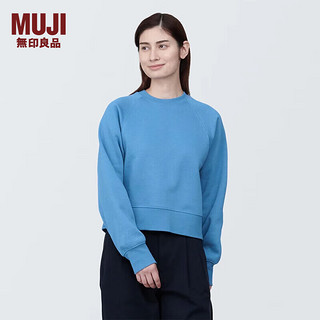 无印良品（MUJI）女式 紧密织 运动衫 女士女款  卫衣 圆领短款春季 萨克森蓝 S （155/80A）