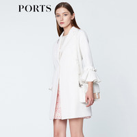 PORTS宝姿 毛呢大衣女优雅喇叭袖翻领中长大衣SN8C001HFD015 白色 8