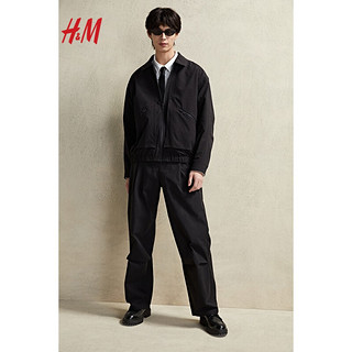 H&M男装2024春季男士CleanFit宽松纹理感梭织外套夹克1214771 白色 170/92A S