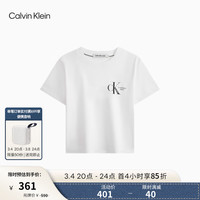 Calvin Klein Jeans24春夏女士纯棉字母印花潮流辣妹短款短袖T恤J223495 YAF-月光白 XS