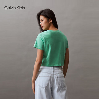 Calvin Klein Jeans24春夏女士纯棉字母印花潮流辣妹短款短袖T恤J223495 L1C-薄荷绿 S
