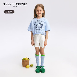 Teenie Weenie Kids小熊童装24春夏女童舒适时尚活力牛仔热裤 浅绿色 150cm
