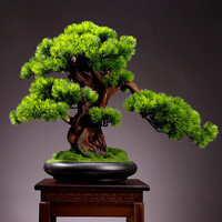 钧月窑 客厅仿真植物盆景室内迎客松绿植盆栽大型假树桌面微景观装饰摆件