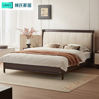 LINSY 林氏家居 白蜡木实木床1.8米双人排骨架床架主卧NR床，1.8M