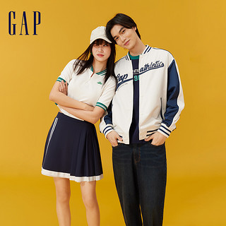 Gap 盖璞 男女装春季2024新款LOGO复古撞色拼接夹克外套棒球服877532