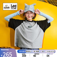 李 Lee【小刘鸭联名】李 Lee24早春新品舒适版圆领插肩袖灰色女短袖T恤休闲 灰色 S