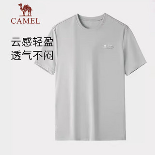 骆驼（CAMEL）户外速干T恤男蜂巢网眼透气上衣简约运动圆领短袖女 A14BZ00079 幻影黑，男 XXL