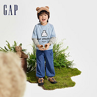 Gap男幼童2024春季新款高弹小熊logo撞色假两件上衣卫衣890198