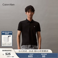 Calvin Klein Jeans24春夏男士字母印花商务通勤修身短袖POLO衫J325570 BEH-太空黑 L