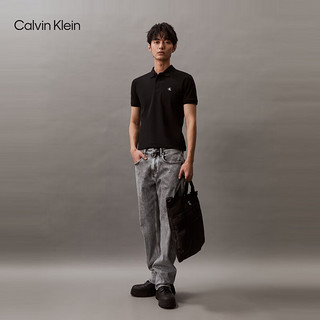 Calvin Klein Jeans24春夏男士字母印花商务通勤修身短袖POLO衫J325570 BEH-太空黑 L