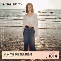 MISS SIXTY2024春季牛仔半裙女前开衩性感辣妹风美式复古显瘦 深蓝 XS