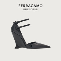 菲拉格慕(Ferragamo)【品牌授权门店发货】女士黑色异形鞋跟凉鞋 0766358_1D _