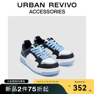 URBAN REVIVO2024春季男士潮流撞色圆头运动鞋UAMS40007 黑色 / 白色 / 蓝色 42