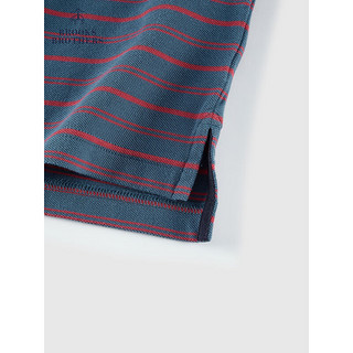 布克兄弟（BrooksBrothers）男士24早春棉两粒扣针织条纹Polo衫 B465-蓝红撞色 L