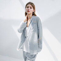 嫚熙春夏竹节纱罗产后月子服哺乳待产睡衣产妇产前家居服套装 浪漫星空【哺乳吊带三件套】 XL