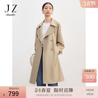 玖姿·安娜蔻清爽简约英伦风落肩收腰经典风衣外套2024春季 卡其 3XL