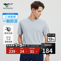 七匹狼【桑蚕丝+冰氧吧】短袖T恤男夏季凉感斜纹提花圆领短t舒适男装 170/88A/L 005(浅灰)