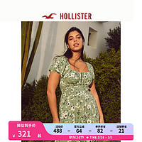 HOLLISTER24春夏柔软甜美修身泡泡袖中长款连衣裙女 356588-1 绿色碎花 XXS (160/80A)