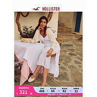 HOLLISTER24春夏柔软甜美修身泡泡袖中长款连衣裙女 356588-1 白色 XS (160/84A)