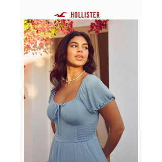 HOLLISTER24春夏柔软甜美修身泡泡袖中长款连衣裙女 356588-1 蓝色 XS (160/84A)