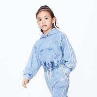 little MO&Co.little moco童装24春装女童短款连帽长袖牛仔卫衣KBD1TOP011 牛仔浅蓝色 140/68